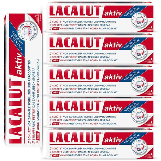 Lacalut Aktiv Toothpaste Special Gum Care Toothpaste For Daily Use 6 Tubes X 75ml Pack