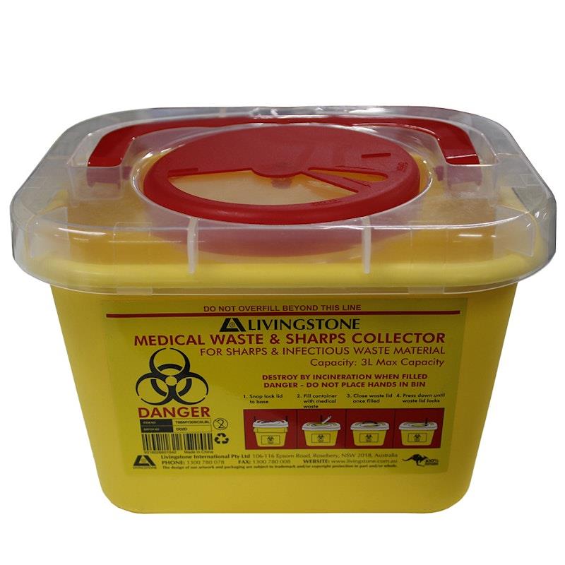 Livingstone Needles Sharps Waste Collector 3L