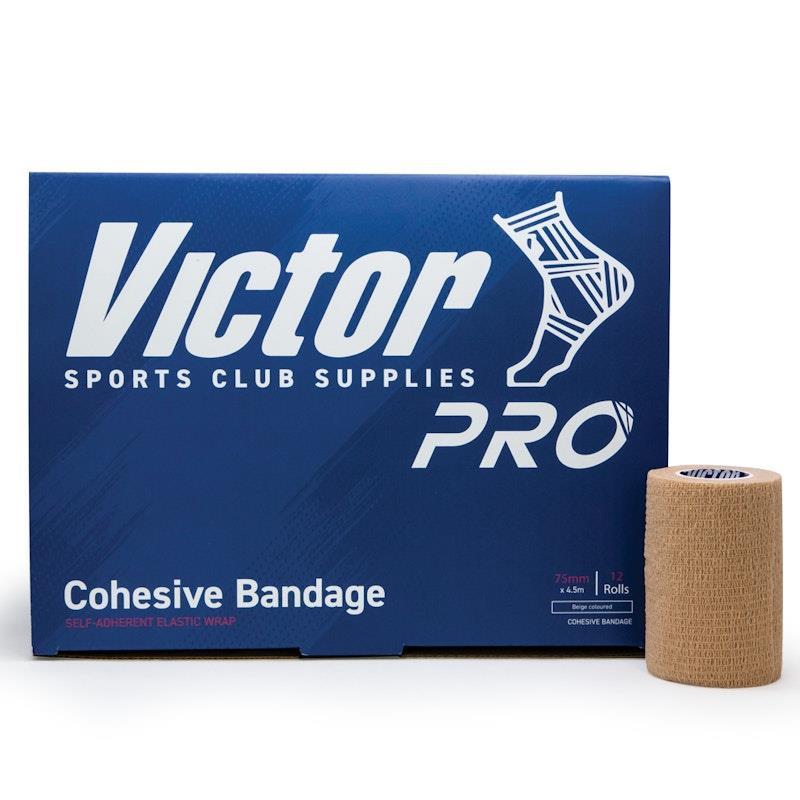Victor Pro Cohesive Bandage Box (12 rolls) Beige 75mm