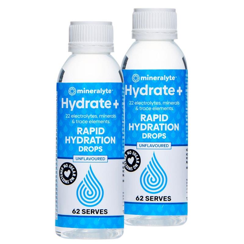 Mineralyte Hydrate+ Rapid Hydration Drops Unflavoured 125ml (124 serves) 2Pack