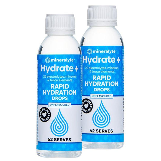 Mineralyte Hydrate+ Rapid Hydration Drops Unflavoured 125ml (124 serves) 2Pack