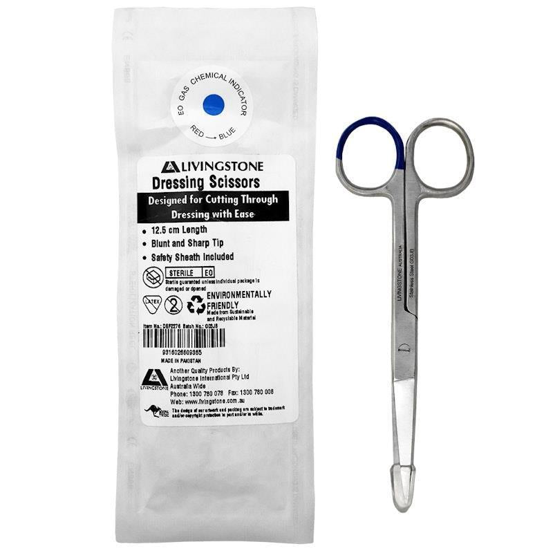 Livingstone Dressing Surgical Scissors Sharp Blunt Straight 12.5cm 1unit