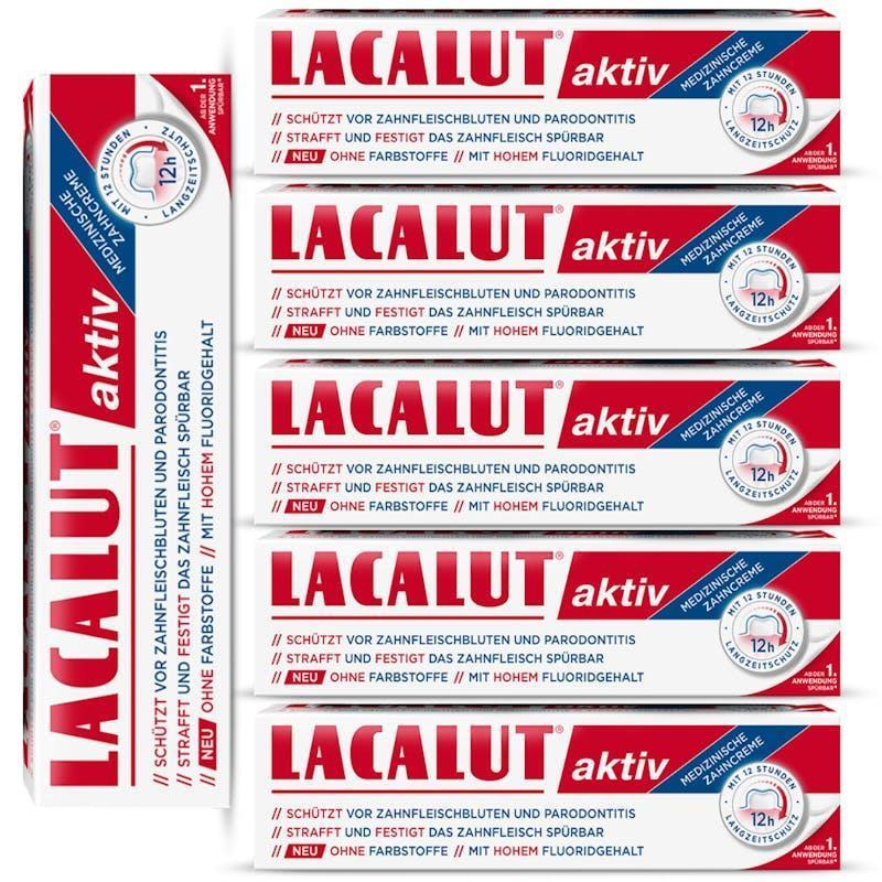 Lacalut Aktiv Toothpaste Special Gum Care Toothpaste For Daily Use 6 Tubes X 75ml Pack
