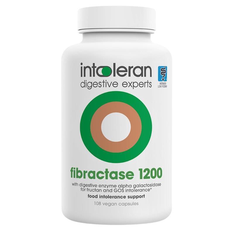 Intoleran Fibractase 1200 - 108 Capsules for Fructan and Galactan Intolerance Relief