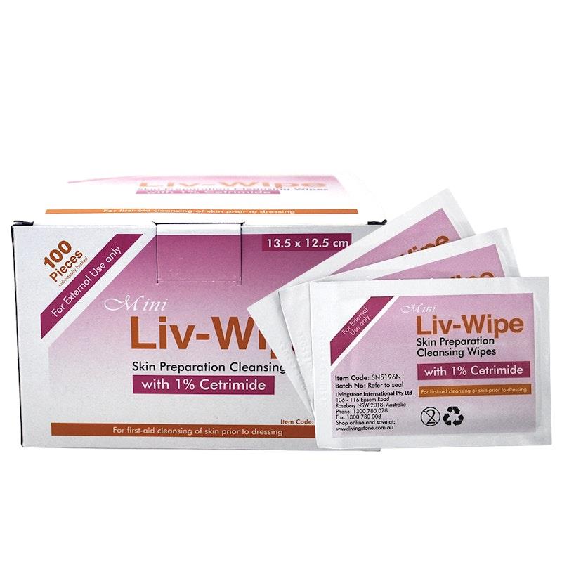 Liv-Wipe Skin Prep Antiseptic Cleansing Wipe 1% Cetrimide 100pcs
