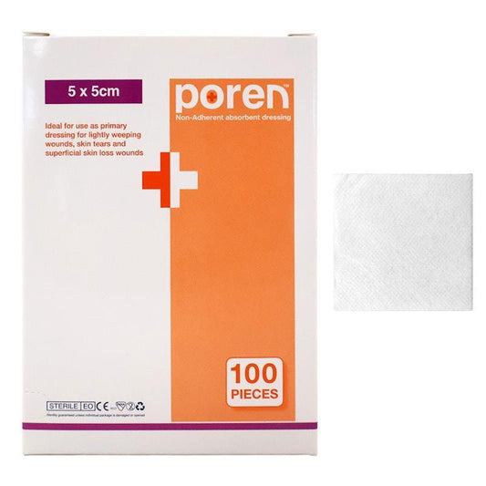 Poren Sterile Non-Adherent Absorbent Dressing - 5 x 5cm (100 Pieces/Box)
