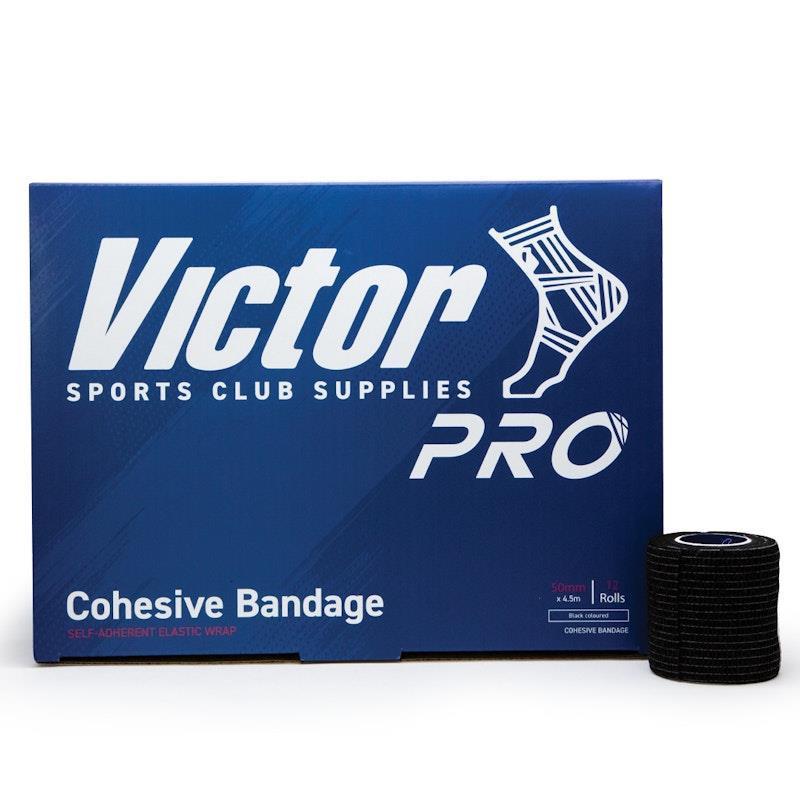 Victor Pro Cohesive Bandage Box (12 rolls) Black 50mm