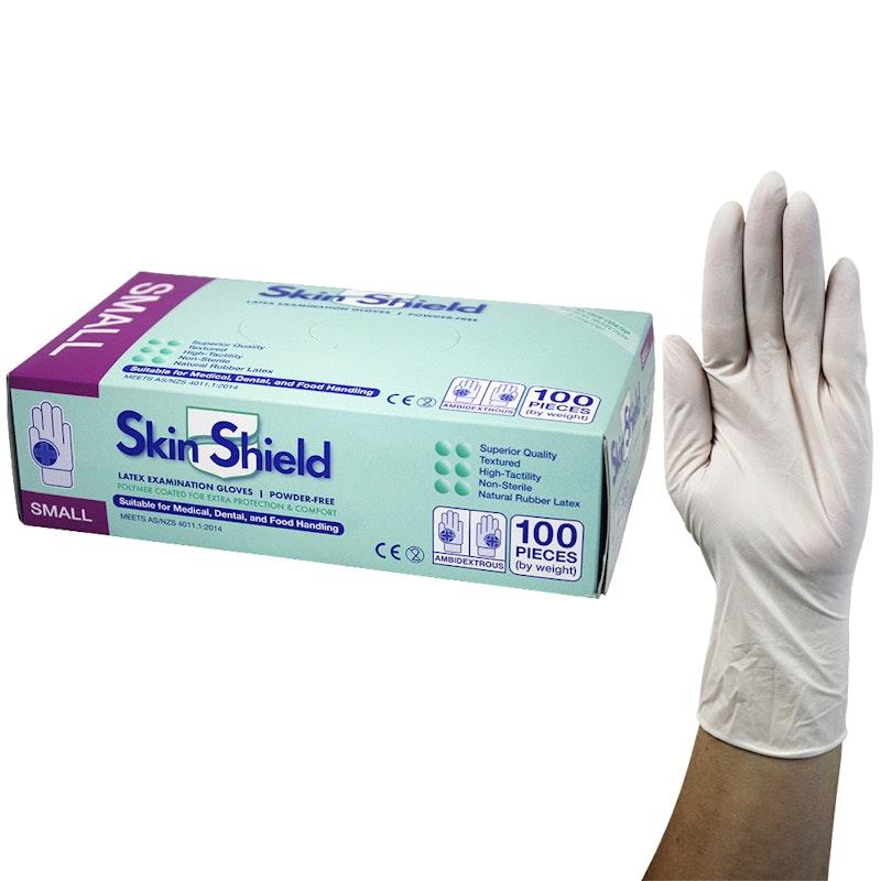 Skin Shield Powder Free Latex Gloves Small 100 Pieces/Box