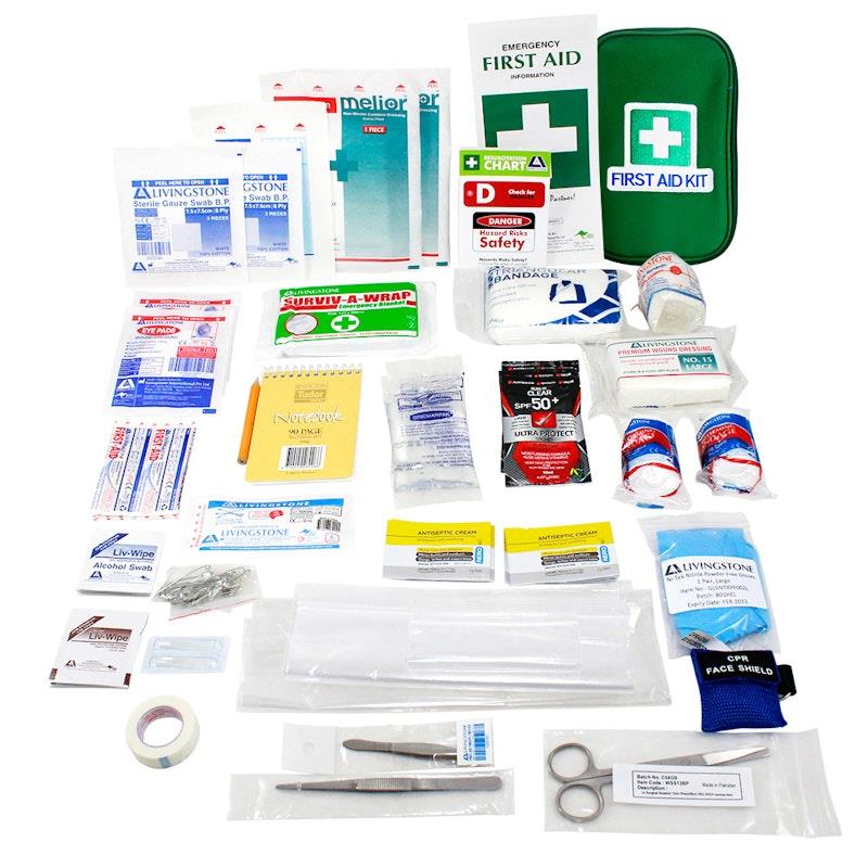Livingstone Comprehensive Travel First Aid Kit In Green Pouch Bundle