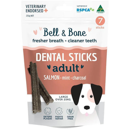 Bell & Bone Large Dental Sticks with Salmon, Mint & Charcoal