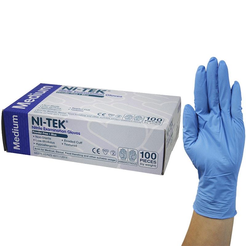 NI-TEK Nitrile Powder Free Gloves Medium 100 Pieces/Box