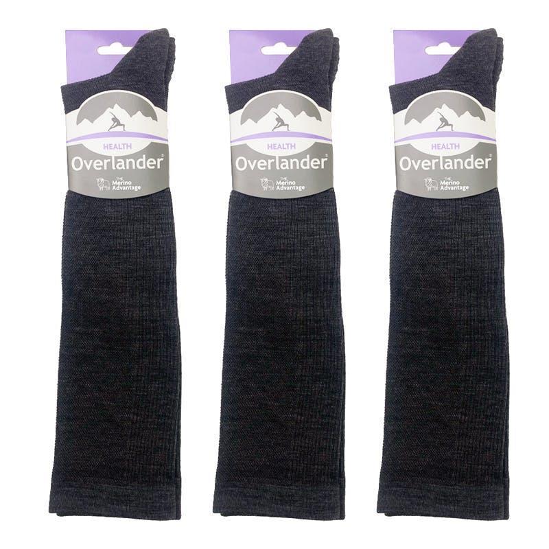 Overlander 3 pairs of Men's Merino Wool Health Compression Socks - Charcoal Melange Size 11-14