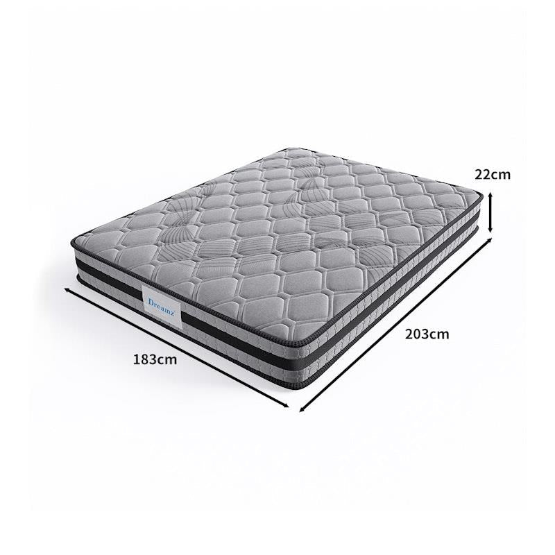 DreamZ King Spring Mattress - Pocket Egg Crate Foam - Medium Firm 22CM