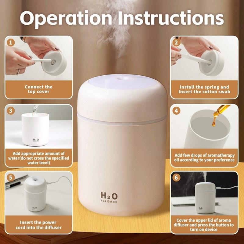 Living Today Mini LED Ultrasonic Humidifier - 300ML 1 Unit