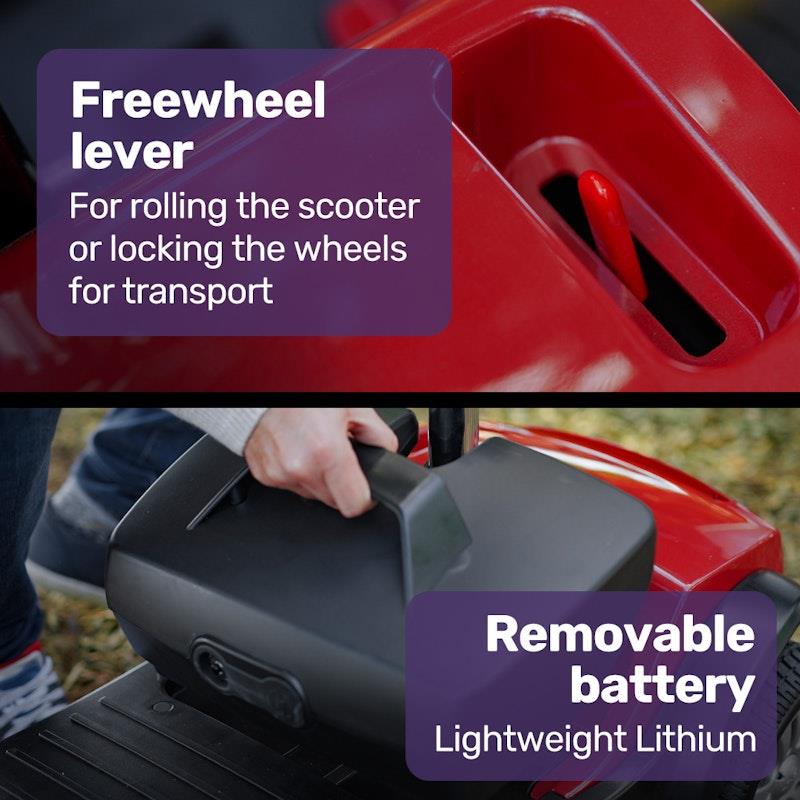 Equipmed Freeroam+ Mid-Sized Foldable Electric Lithium Mobility Scooter - Red