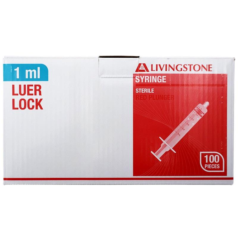 Livingstone 1ml Luer Lock Syringe with Red Plunger - Sterile (100 Pieces)