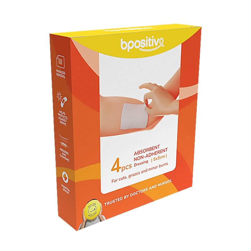 bpositive Absorbent Non-Adherent Dressing 5cm x 5cm - 2 Pack