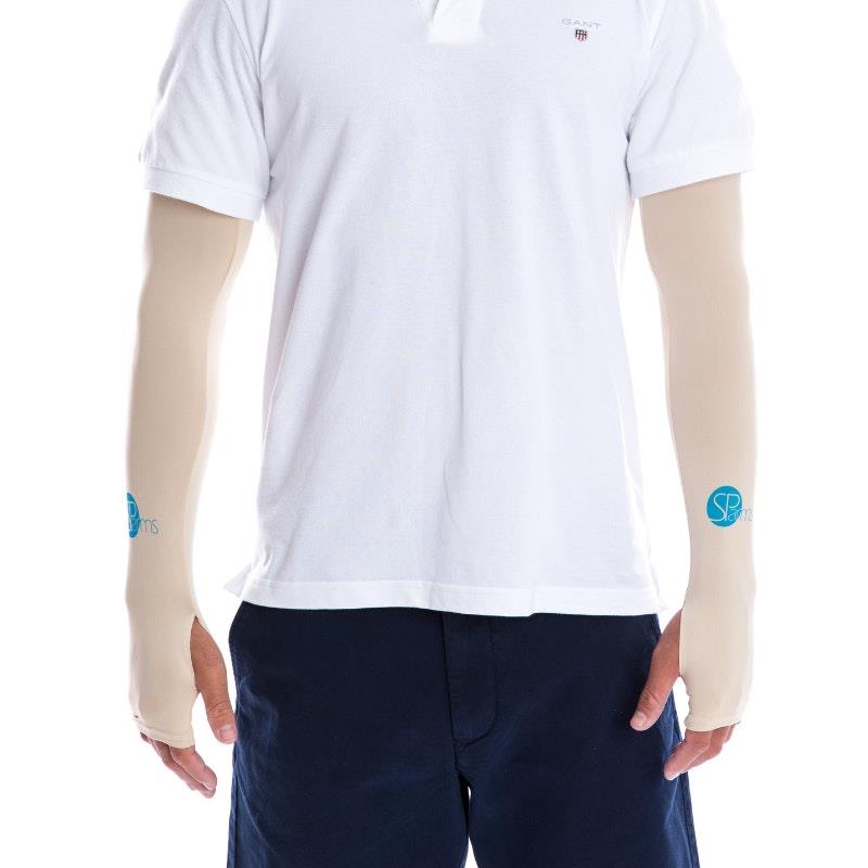 SParms UPF50+ Sun Protection Arm Sleeves with Thumbhole (Beige) - Small