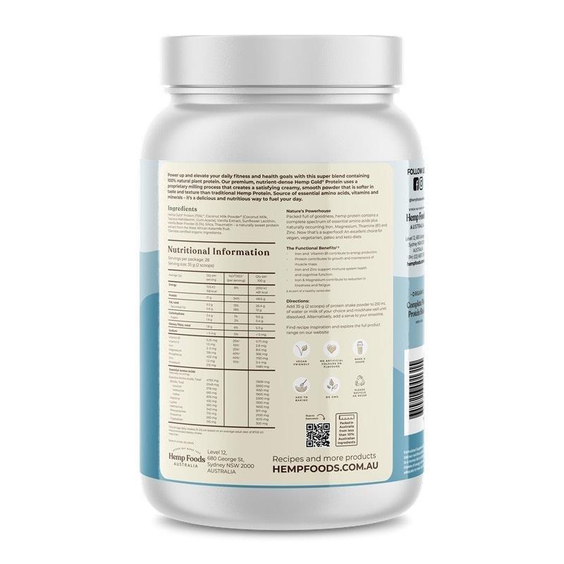 Hemp Foods Australia Complete Plant Protein Shake Vanilla - 1kg Twin Pack