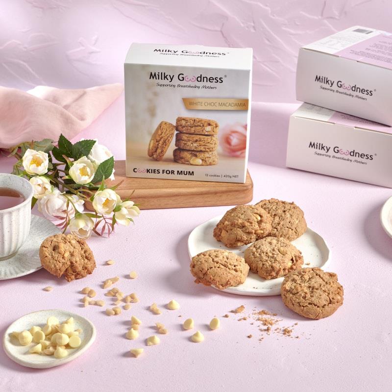 Milky Goodness White Chocolate Chip & Macadamia Lactation Cookies - 12 Pack
