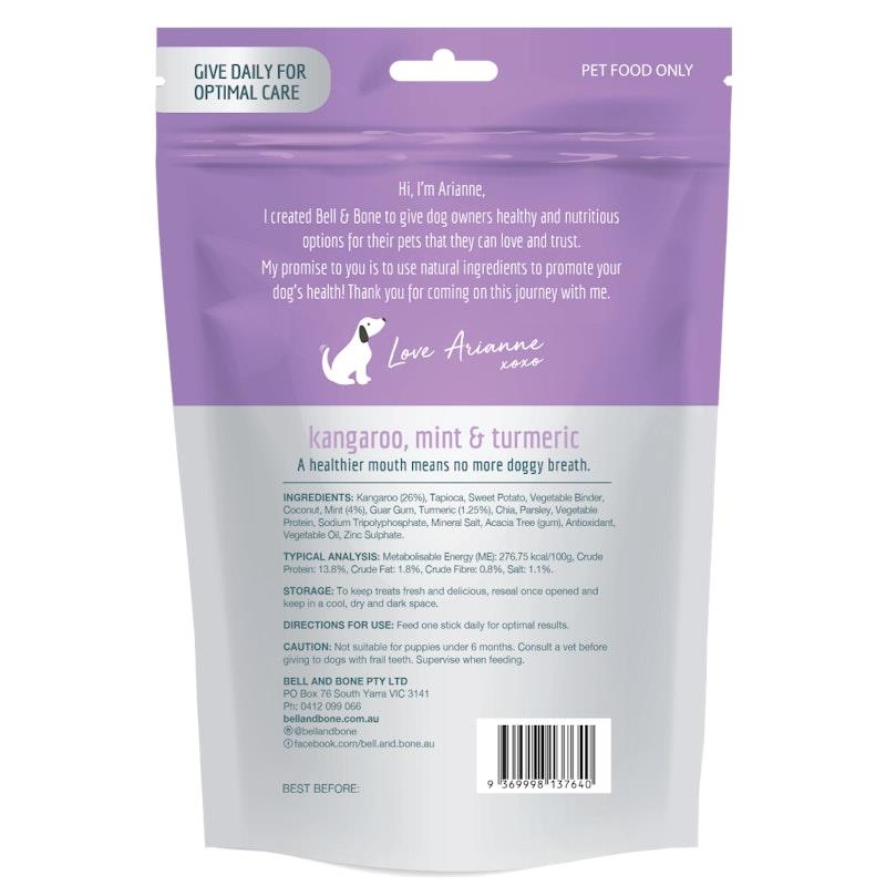 Bell & Bone Large Dental Sticks with Kangaroo, Mint & Turmeric