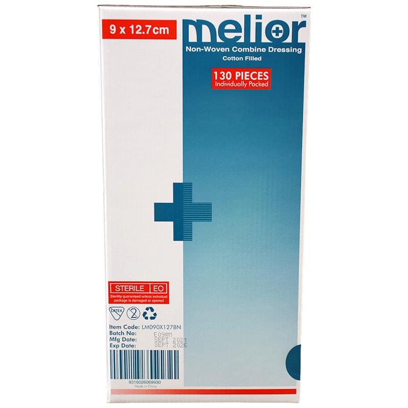 Melior Combine Dressing Pads Sterile 9 x 12.7cm - 130 Pieces/Box