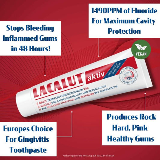 Lacalut Aktiv Toothpaste Special Gum Care Toothpaste For Daily Use 6 Tubes X 75ml Pack