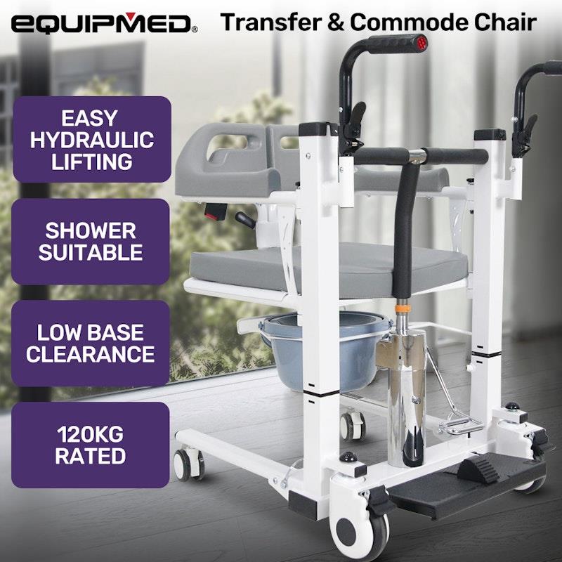 Equipmed Hydraulic 4-in-1 Patient Lift Transfer Chair - White