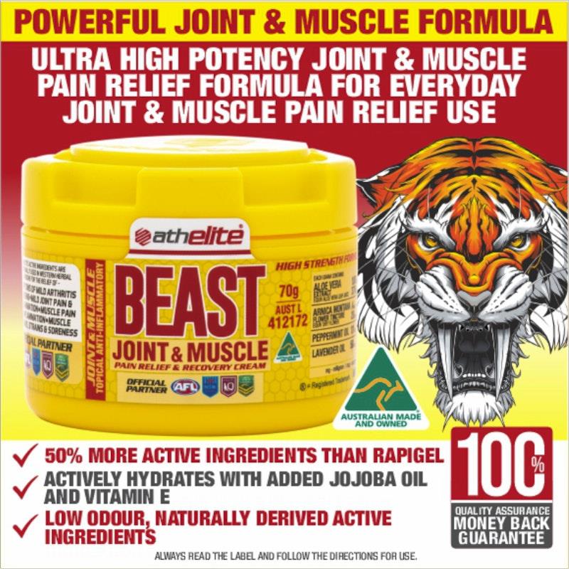 Athelite Beast Joint & Muscle Pain Relief & Recovery Cream 70g - 2 Pack