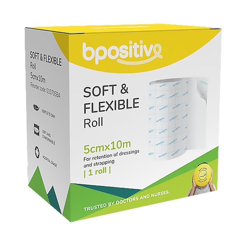 bpositive Soft & Flexible Medical Roll - 5cm x 10m (1 Pack)
