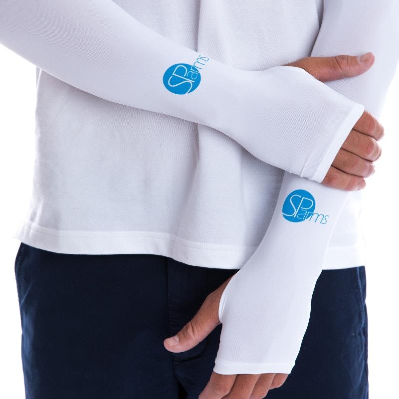 SParms UPF50+ Sun Protection Arm Sleeves with Thumbhole (White) - Medium