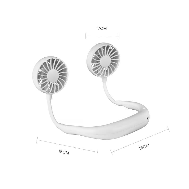 Living Today Sports Rechargeable Neck Fan - Portable 3 Speeds USB Charging (White)