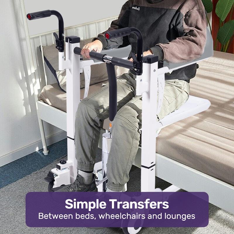 Equipmed Hydraulic 4-in-1 Patient Lift Transfer Chair - White