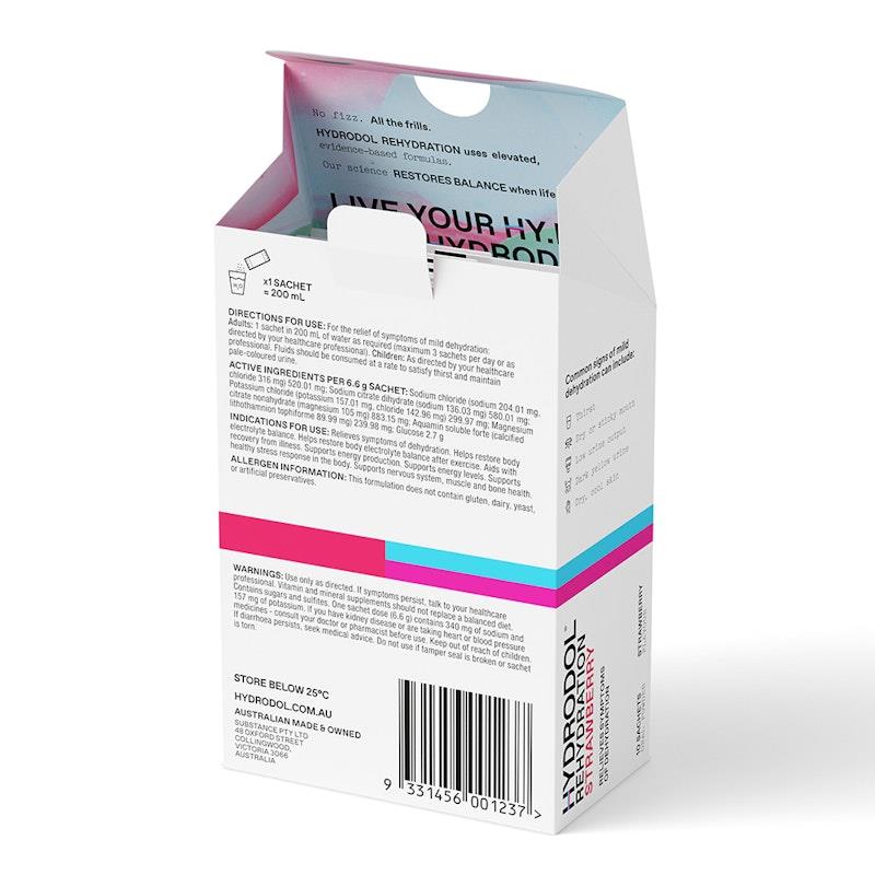 Hydrodol Rehydration Strawberry - 10 Sachets for Optimal Hydration