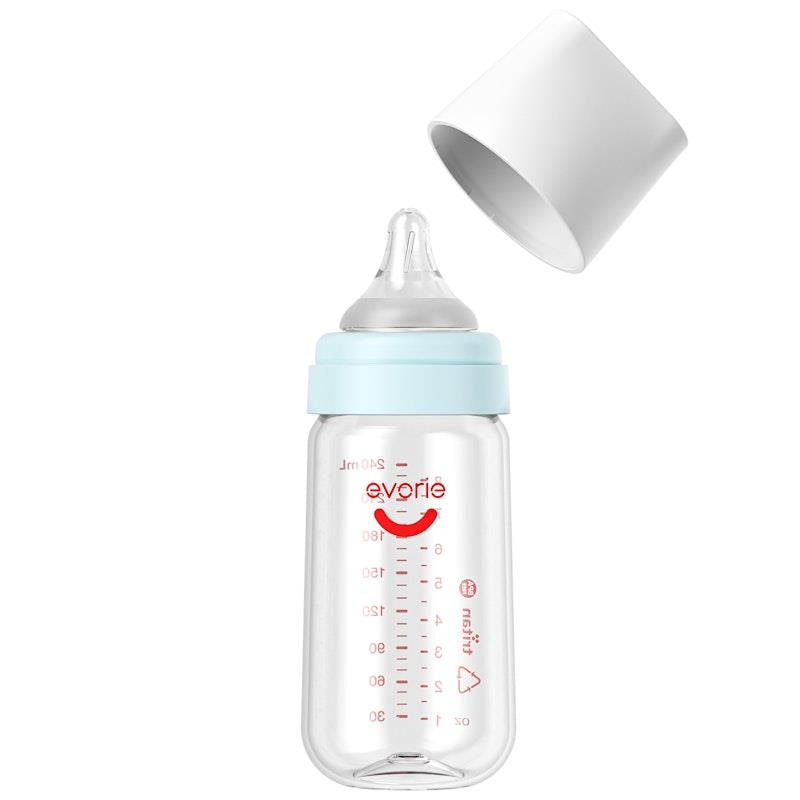 Evorie Tritan Wide-neck Baby Milk Feeding Bottle Starter Set - 160mL & 240mL, Blue