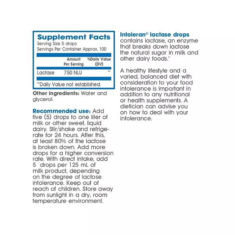 Intoleran Lactase Drops - 100ml for Lactose Intolerance