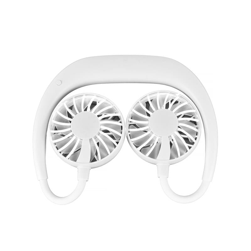 Living Today Sports Rechargeable Neck Fan - Portable 3 Speeds USB Charging (White)