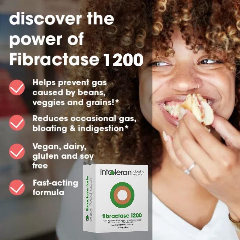 Intoleran Fibractase 1200 - 108 Capsules for Fructan and Galactan Intolerance Relief