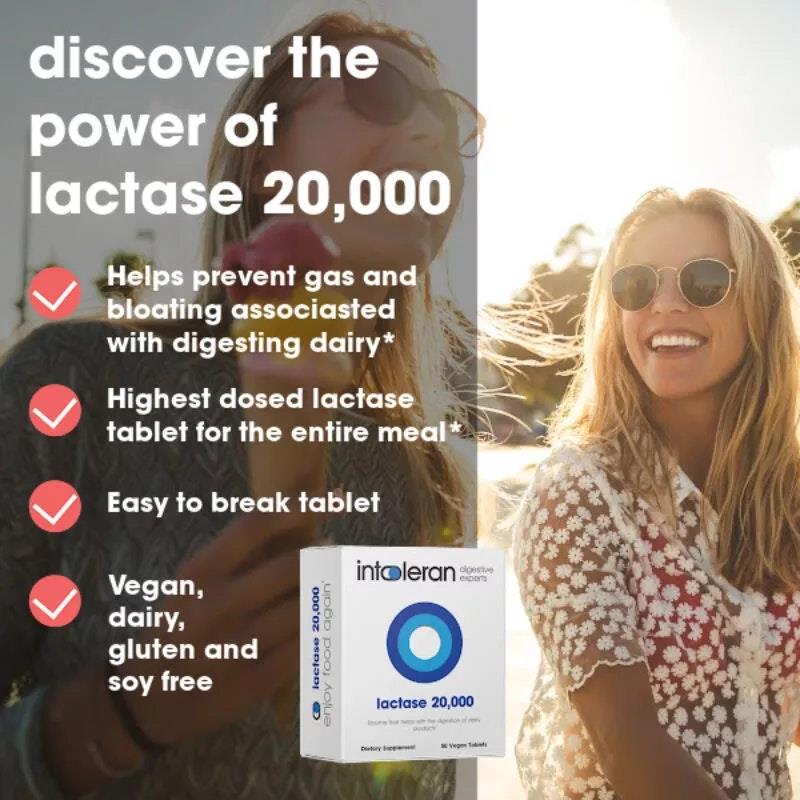 Intoleran Lactase 20,000 - 50 Tablets for Lactose Intolerance Relief