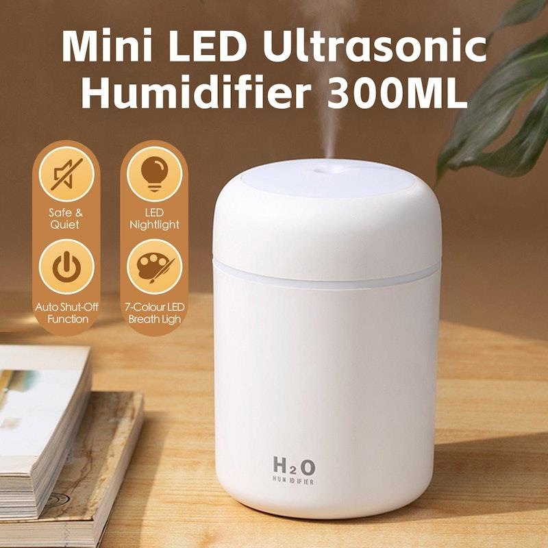 Living Today Mini LED Ultrasonic Humidifier - 300ML 1 Unit