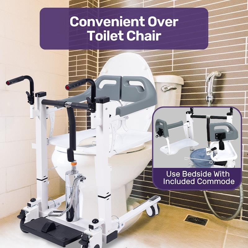 Equipmed Hydraulic 4-in-1 Patient Lift Transfer Chair - White