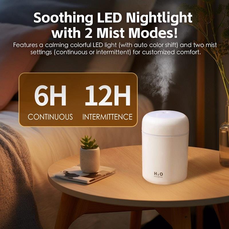 Living Today Mini LED Ultrasonic Humidifier - 300ML 1 Unit