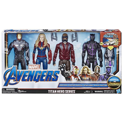 Marvel Avengers Black Panther, Captain Marvel, Iron Man and Star-Lord Action Figures 4 Pack