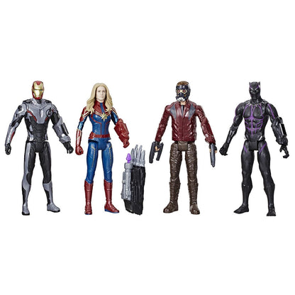 Marvel Avengers Black Panther, Captain Marvel, Iron Man and Star-Lord Action Figures 4 Pack