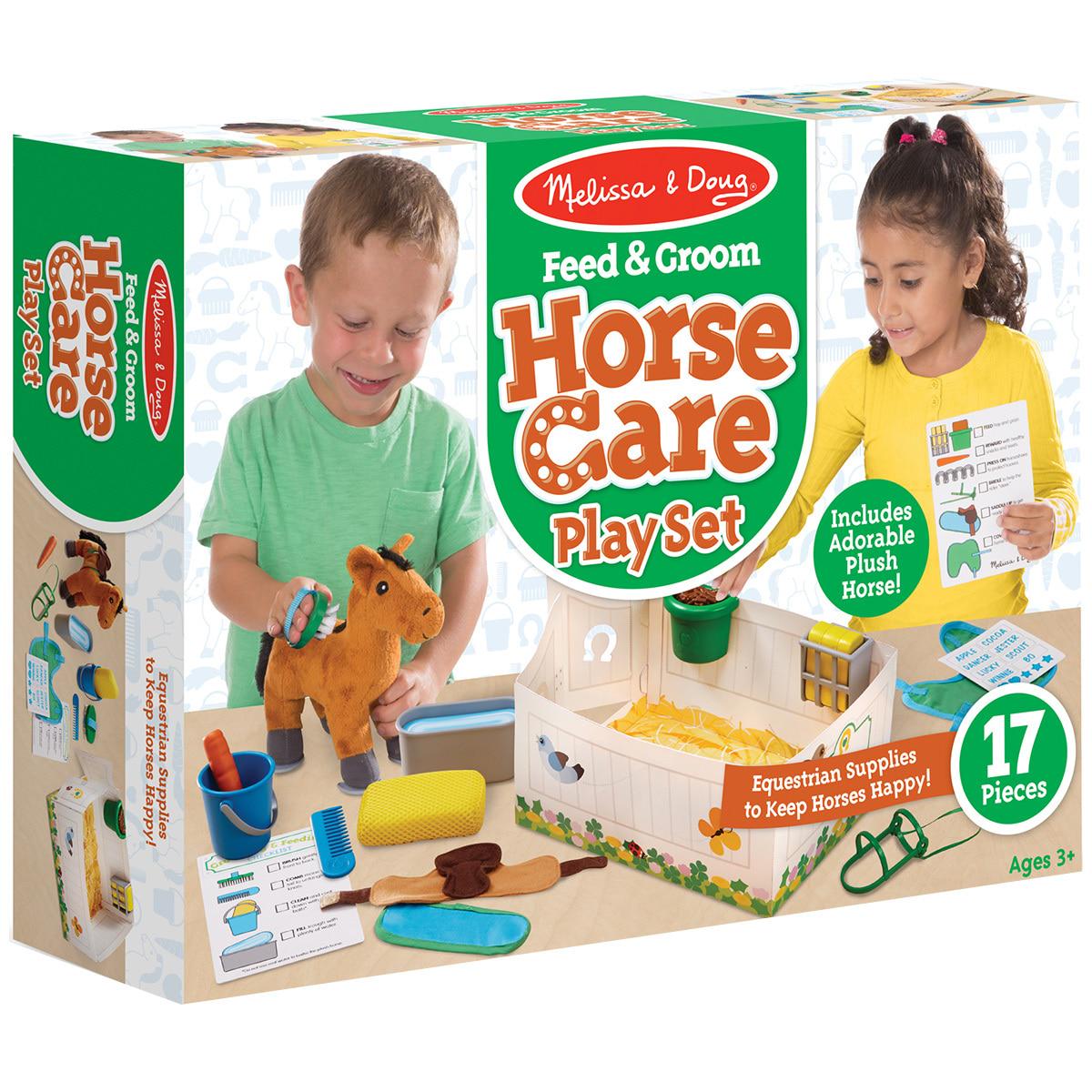 Melissa and Doug Feed and Groom Horse Care Play Set