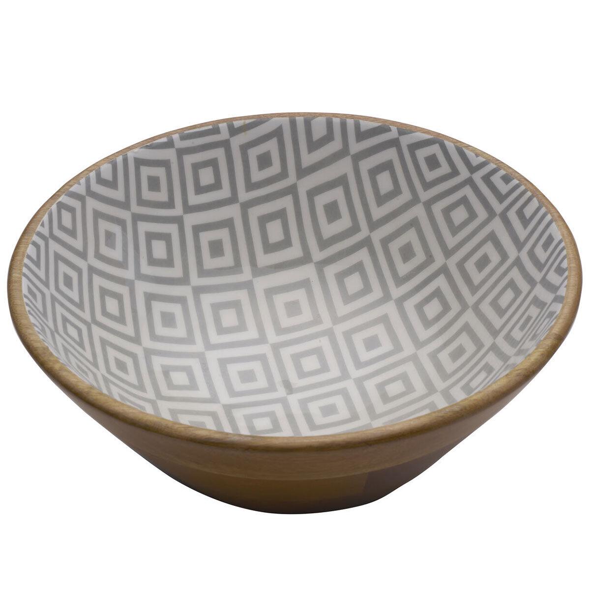 Mikasa Enameled Mango Wood Serving Bowl Blue