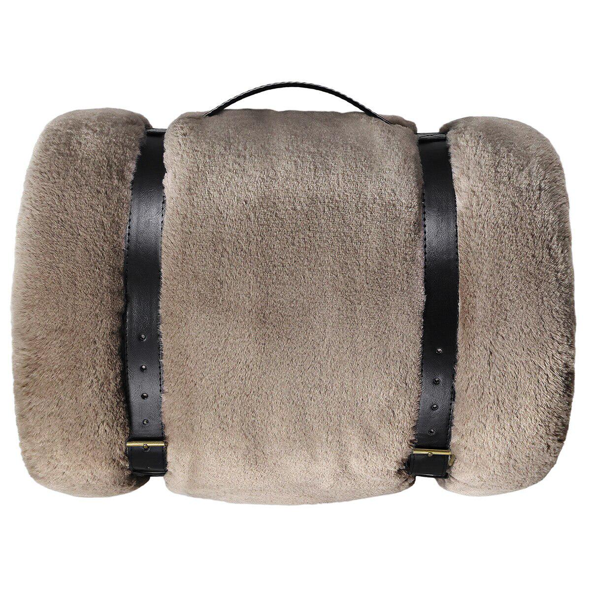 Mon Chateau Ultra Soft Faux Fur Throw 152 x 177cm Dark Mushroom