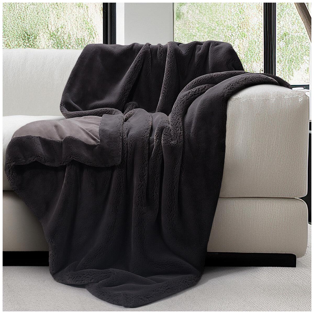Mon Chateau Ultra Soft Faux Fur Throw 152 x 177cm Dark Mushroom