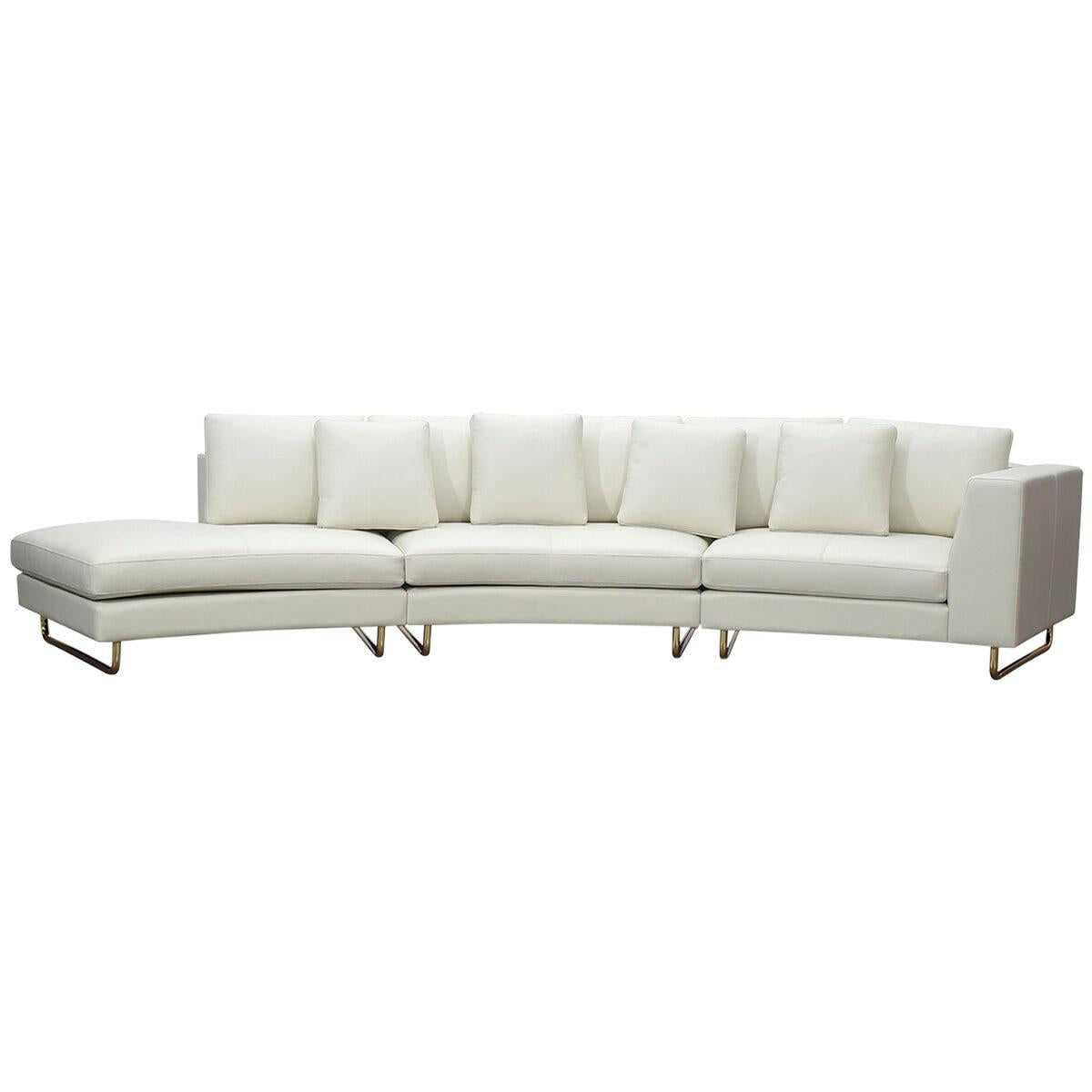 Moran Arcadia Extended Leather Chaise Sofa Caramel