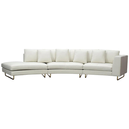 Moran Arcadia Extended Leather Chaise Sofa Caramel